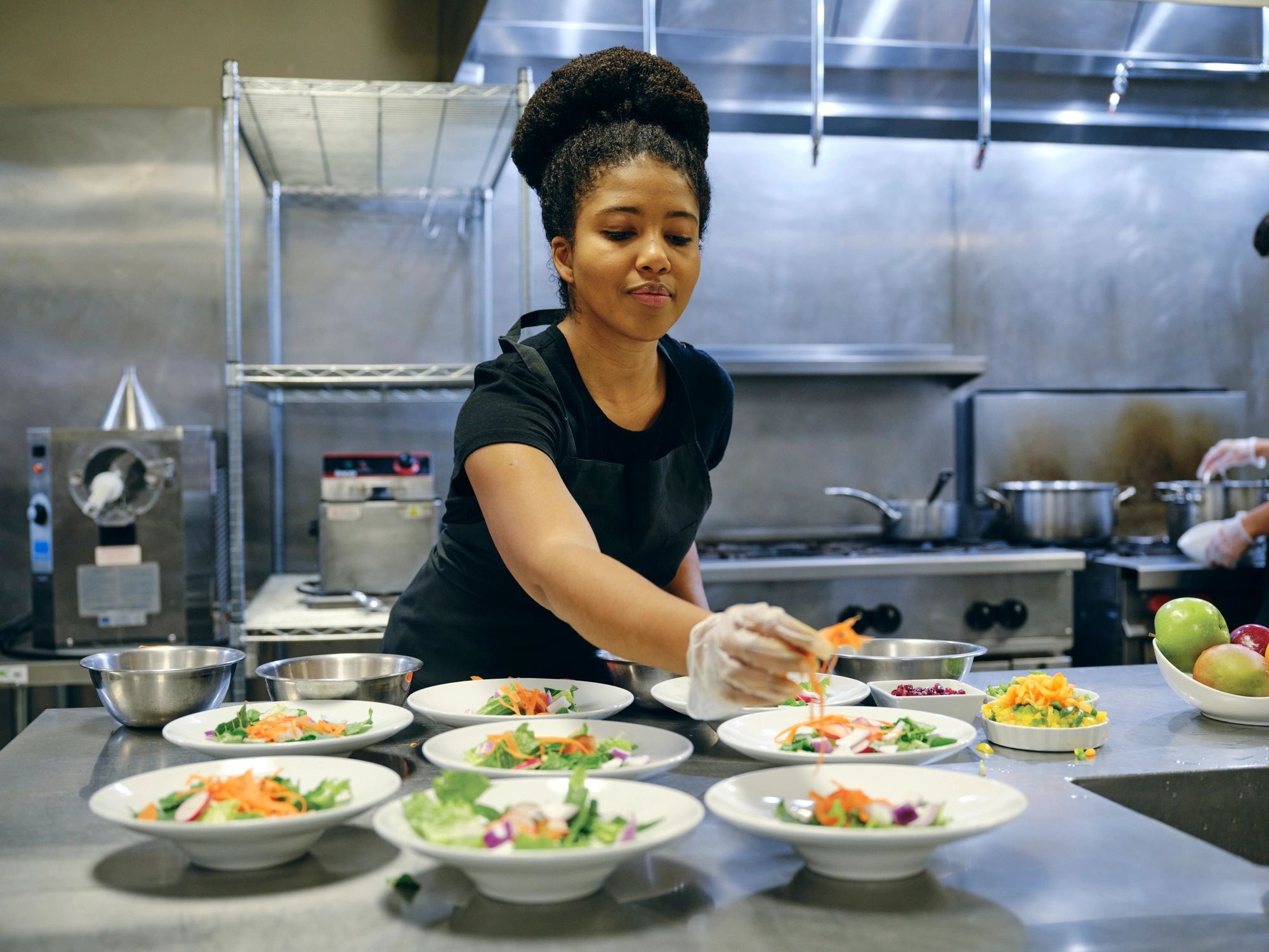 Person working in a commercial kitchen